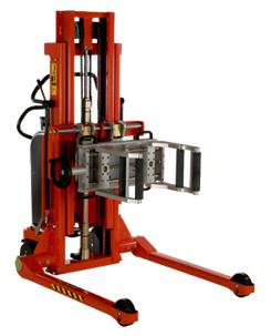 樂吉騰卷夾堆高車,用卷夾抓取，抬升和翻轉卷軸